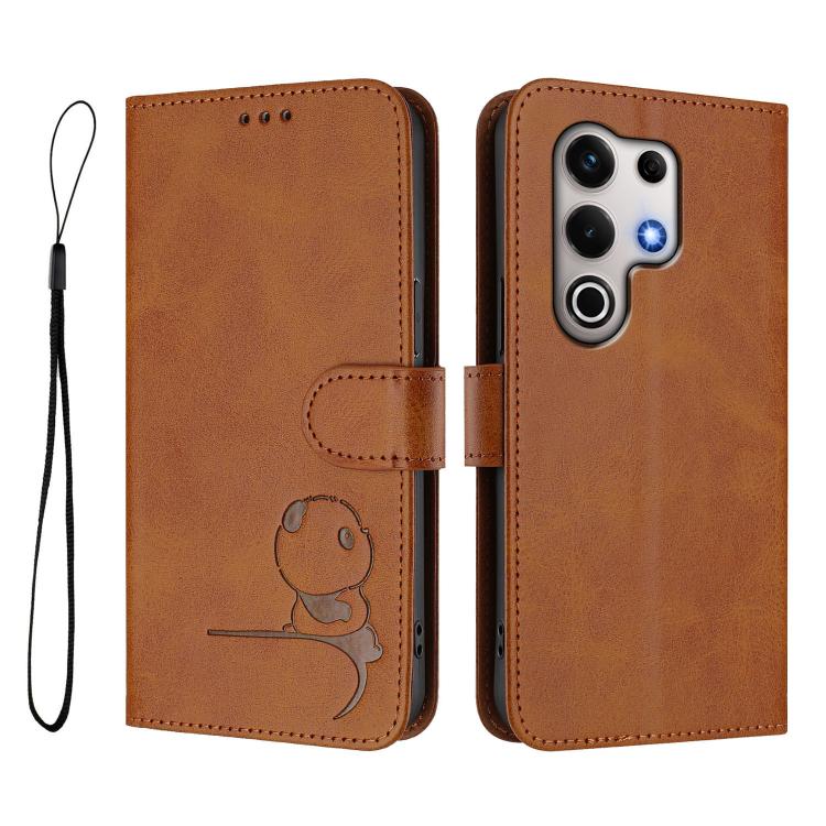 For itel S25 Ultra Litter Panda Embossing RFID Leather Phone Case with Lanyard