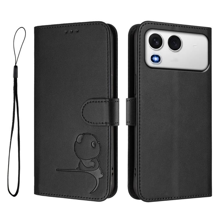 For itel A200 / A200+ 4G Litter Panda Embossing RFID Leather Phone Case with Lanyard