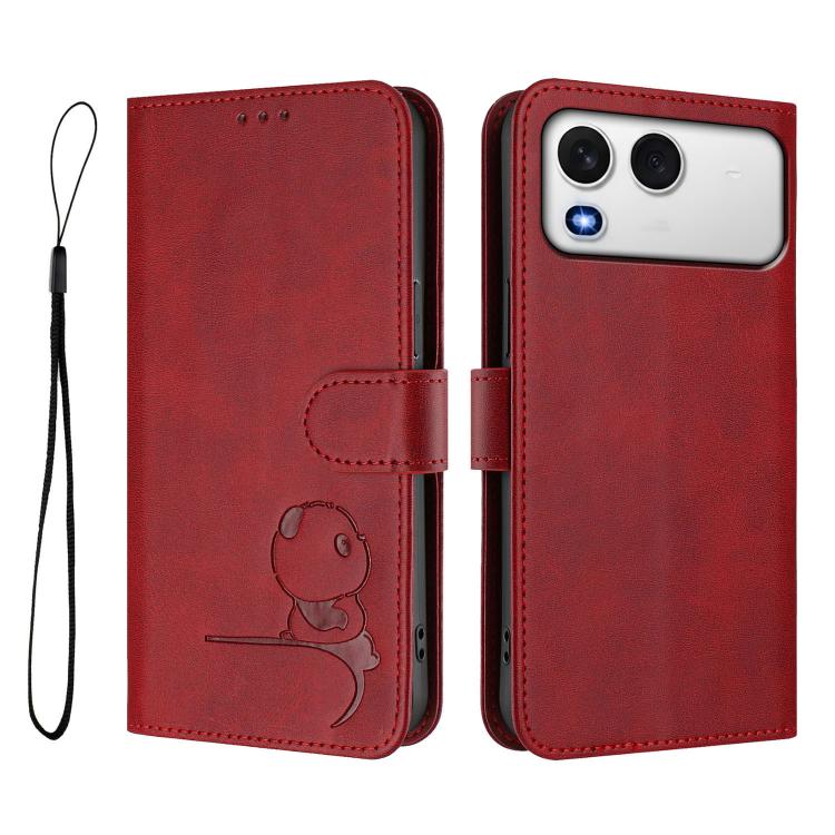 For itel A200 / A200+ 4G Litter Panda Embossing RFID Leather Phone Case with Lanyard