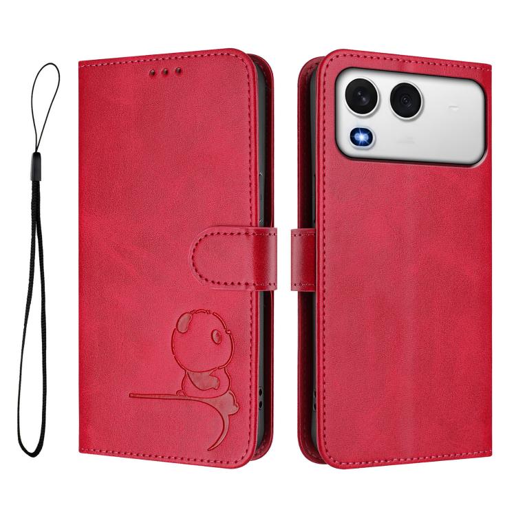 For itel A200 / A200+ 4G Litter Panda Embossing RFID Leather Phone Case with Lanyard