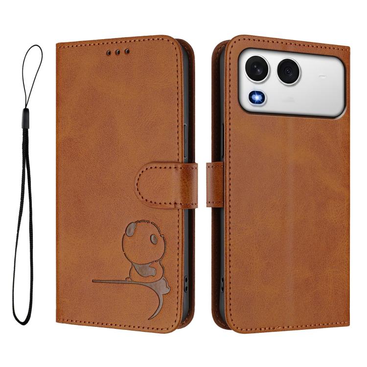 For itel A200 / A200+ 4G Litter Panda Embossing RFID Leather Phone Case with Lanyard