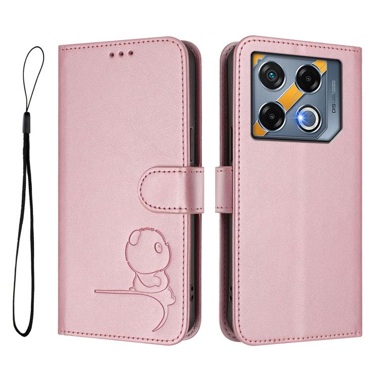 For Infinix GT 20 Pro Litter Panda Embossing RFID Leather Phone Case with Lanyard