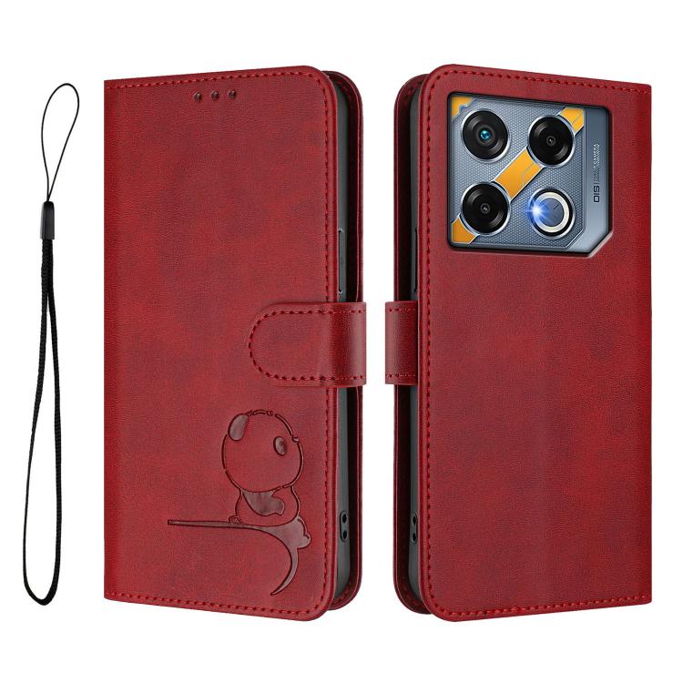 For Infinix GT 20 Pro Litter Panda Embossing RFID Leather Phone Case with Lanyard