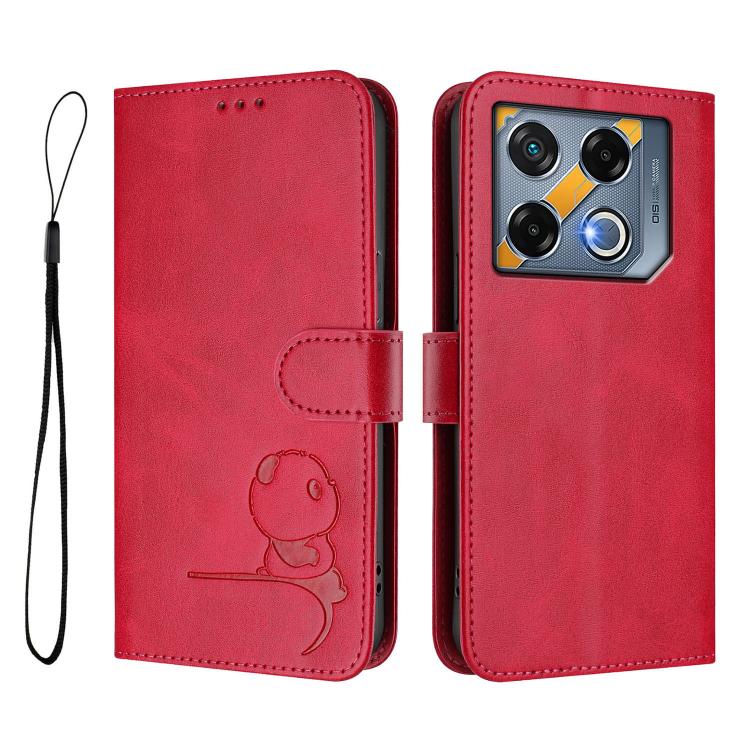 For Infinix GT 20 Pro Litter Panda Embossing RFID Leather Phone Case with Lanyard