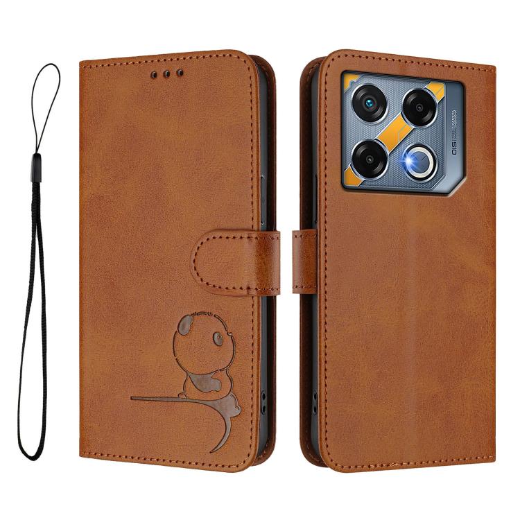 For Infinix GT 20 Pro Litter Panda Embossing RFID Leather Phone Case with Lanyard