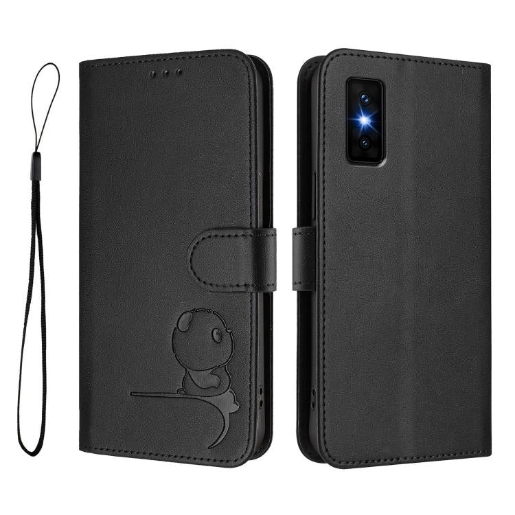 For Infinix GT 30 Pro Litter Panda Embossing RFID Leather Phone Case with Lanyard