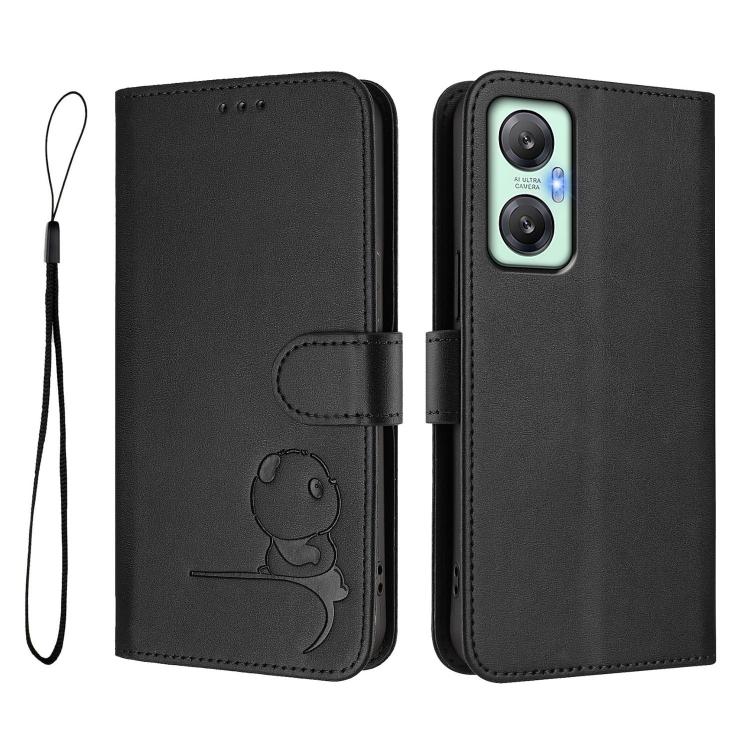 For Infinix Hot 20S / 20 Pro Litter Panda Embossing RFID Leather Phone Case with Lanyard