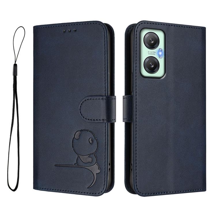 For Infinix Hot 20S / 20 Pro Litter Panda Embossing RFID Leather Phone Case with Lanyard