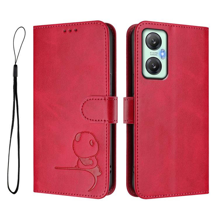 For Infinix Hot 20S / 20 Pro Litter Panda Embossing RFID Leather Phone Case with Lanyard