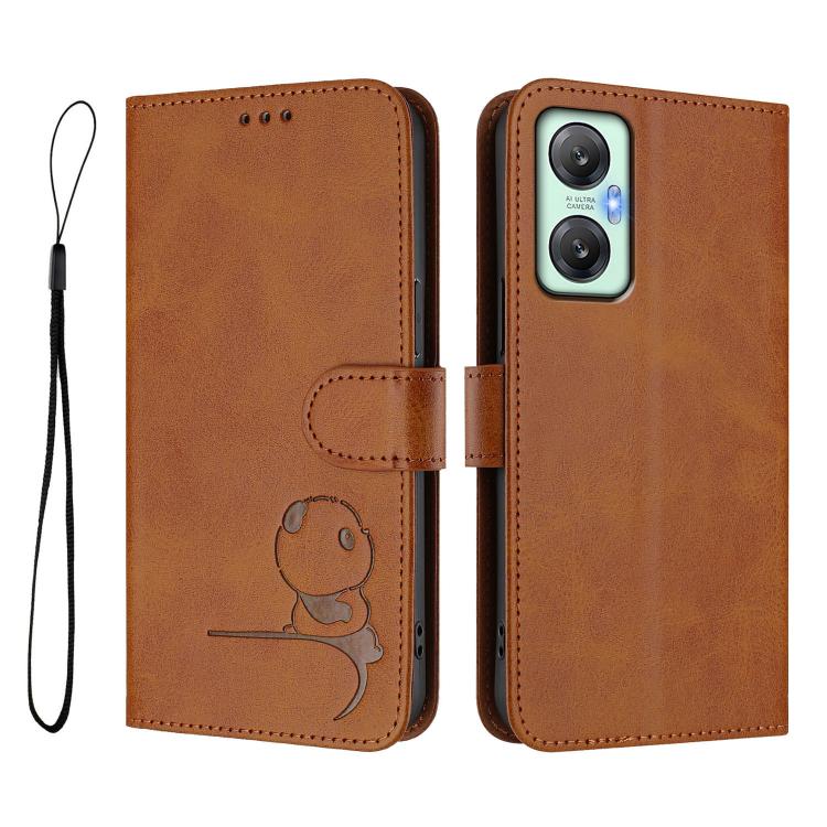 For Infinix Hot 20S / 20 Pro Litter Panda Embossing RFID Leather Phone Case with Lanyard