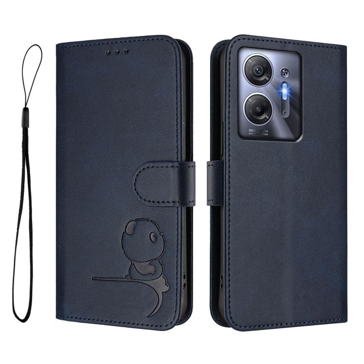 For Infinix Hot 30 5G Litter Panda Embossing RFID Leather Phone Case with Lanyard
