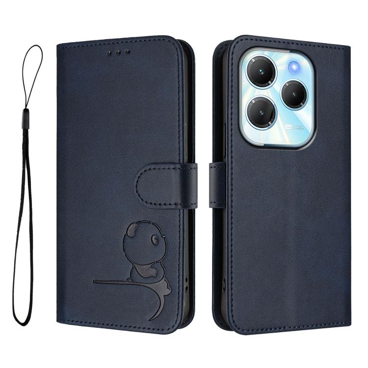 For Infinix Hot 40 / Hot 40 Pro Litter Panda Embossing RFID Leather Phone Case with Lanyard
