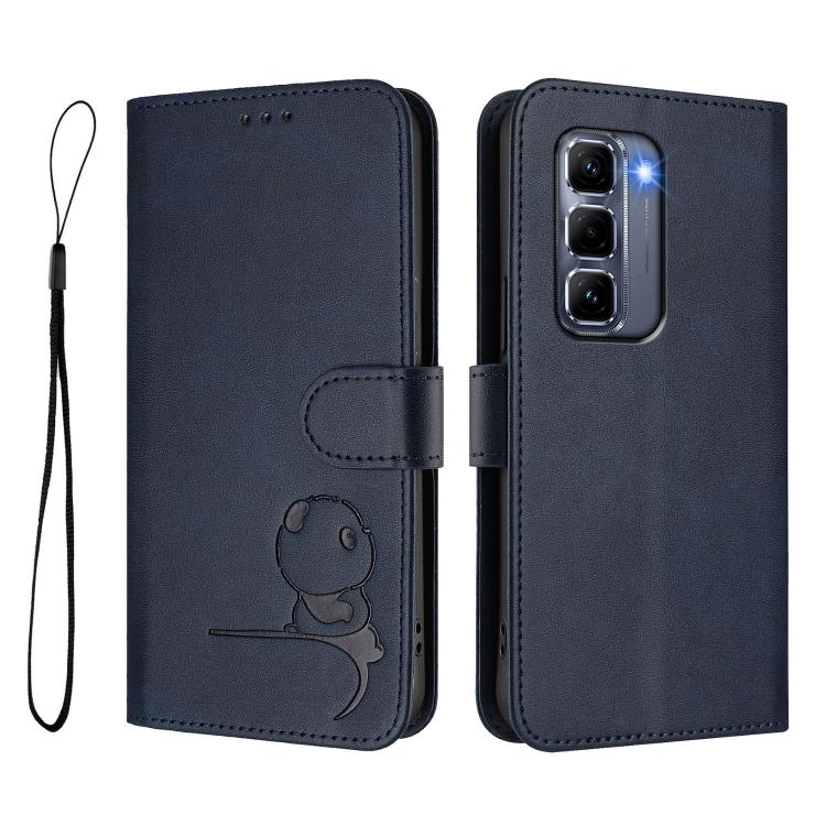 For Infinix Hot 50 Pro+ 4G Litter Panda Embossing RFID Leather Phone Case with Lanyard