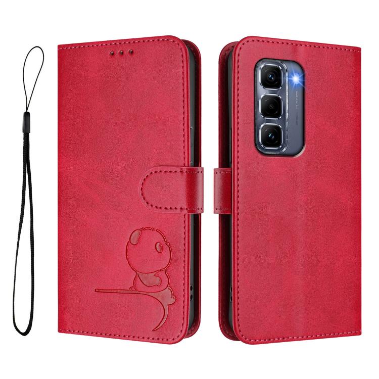 For Infinix Hot 50 Pro+ 4G Litter Panda Embossing RFID Leather Phone Case with Lanyard