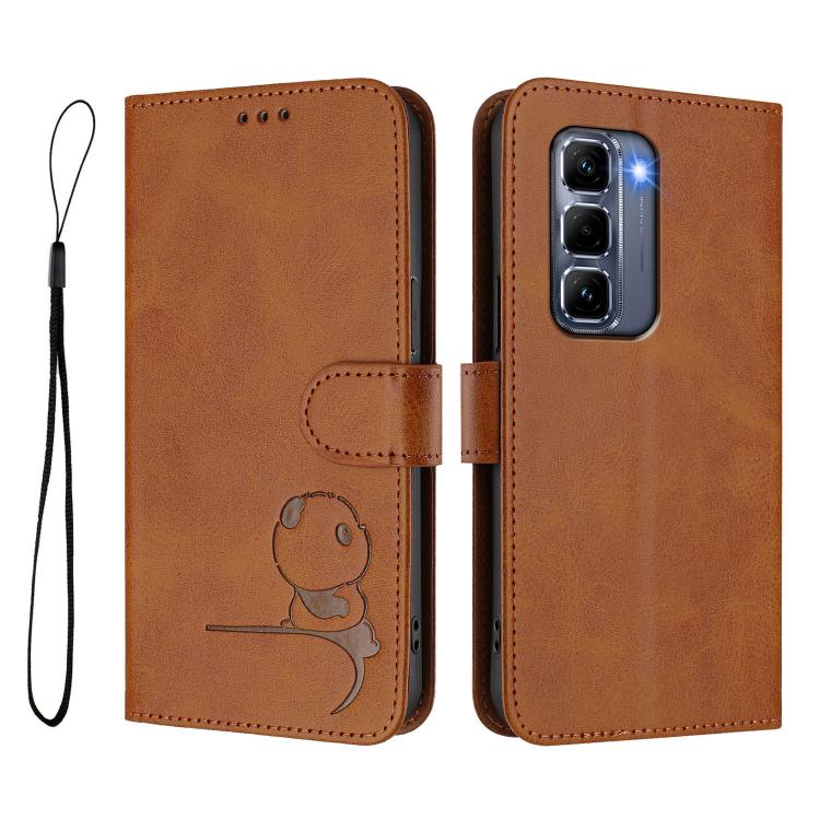 For Infinix Hot 50 Pro+ 4G Litter Panda Embossing RFID Leather Phone Case with Lanyard