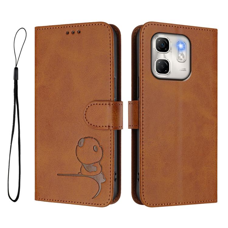 For Infinix Hot 50i / Smart 9 Litter Panda Embossing RFID Leather Phone Case with Lanyard