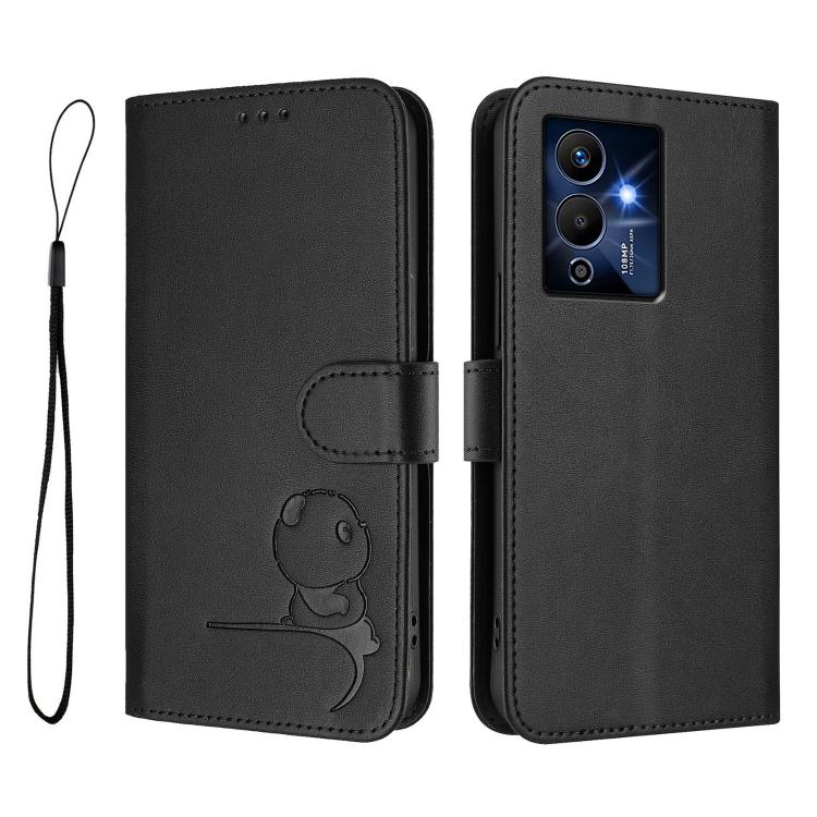 For Infinix Note 12 Pro 5G Litter Panda Embossing RFID Leather Phone Case with Lanyard