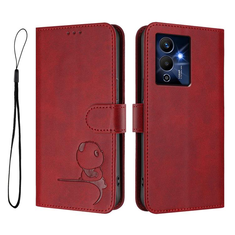 For Infinix Note 12 Pro 5G Litter Panda Embossing RFID Leather Phone Case with Lanyard