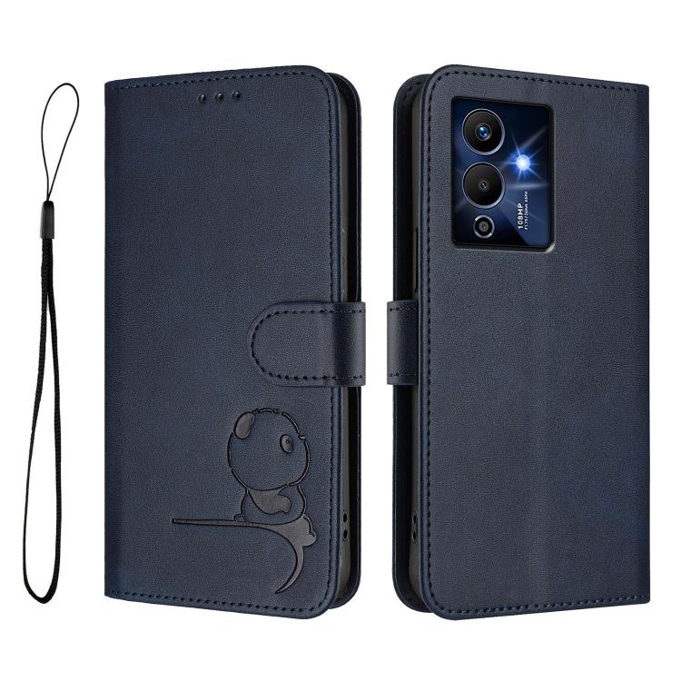 For Infinix Note 12 Pro 5G Litter Panda Embossing RFID Leather Phone Case with Lanyard