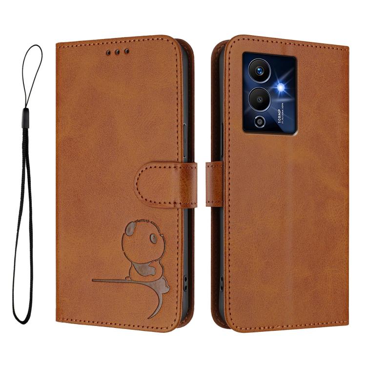 For Infinix Note 12 Pro 5G Litter Panda Embossing RFID Leather Phone Case with Lanyard