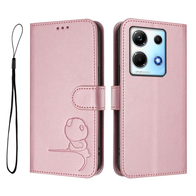 For Infinix Note 30 4G / 5G Litter Panda Embossing RFID Leather Phone Case with Lanyard