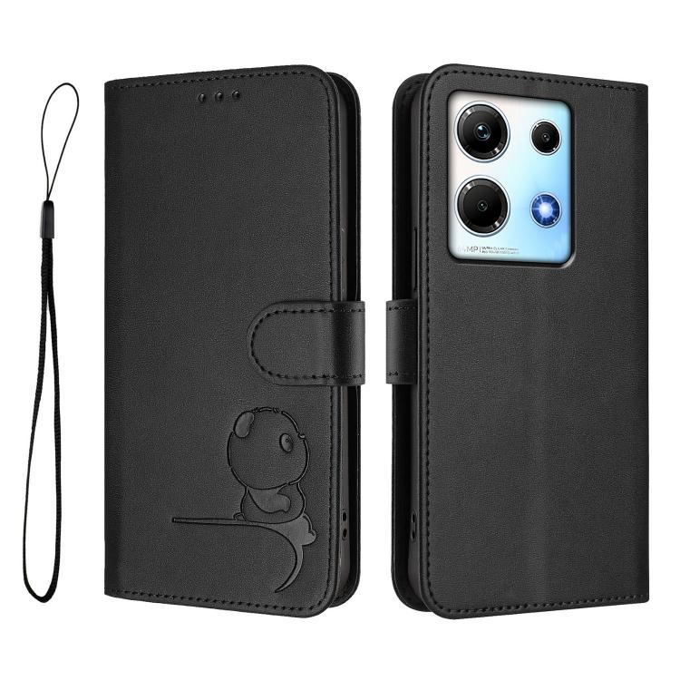 For Infinix Note 30 4G / 5G Litter Panda Embossing RFID Leather Phone Case with Lanyard
