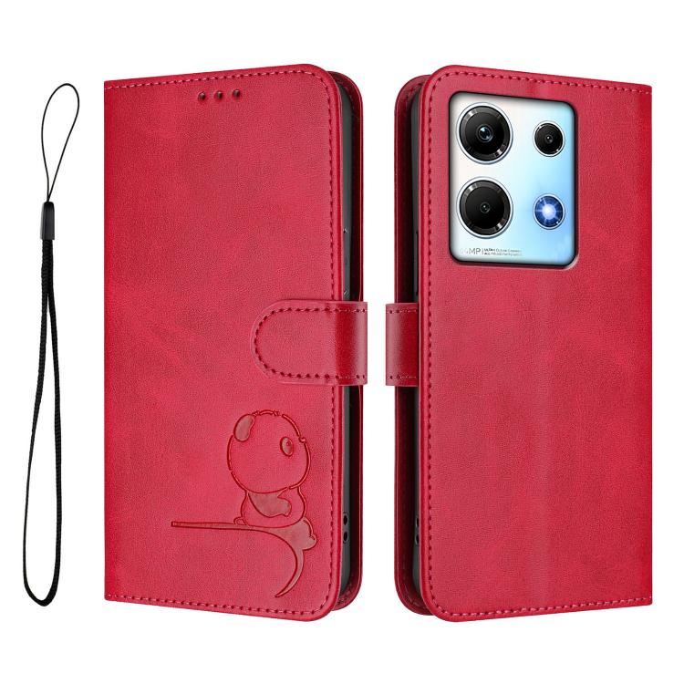 For Infinix Note 30 4G / 5G Litter Panda Embossing RFID Leather Phone Case with Lanyard