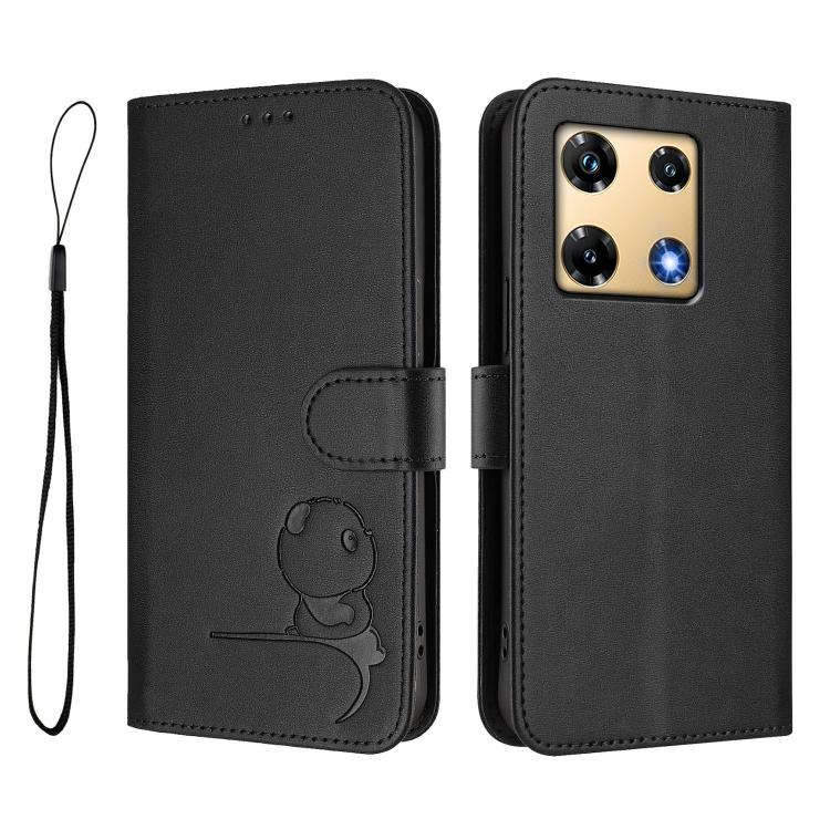 For Infinix Note 30 Pro 4G Litter Panda Embossing RFID Leather Phone Case with Lanyard