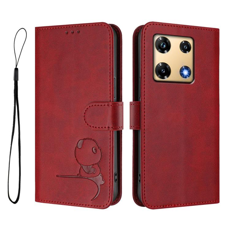 For Infinix Note 30 Pro 4G Litter Panda Embossing RFID Leather Phone Case with Lanyard