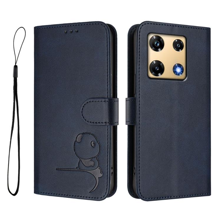 For Infinix Note 30 Pro 4G Litter Panda Embossing RFID Leather Phone Case with Lanyard
