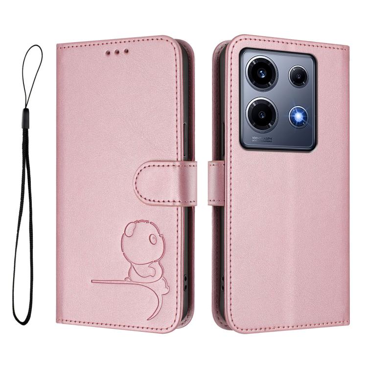 Infinix Note 30 VIP Litter Panda Embossing RFID Leather Phone Case with Lanyard