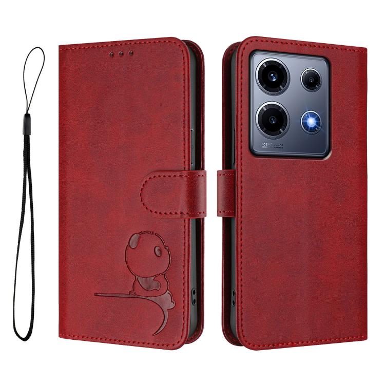 Infinix Note 30 VIP Litter Panda Embossing RFID Leather Phone Case with Lanyard