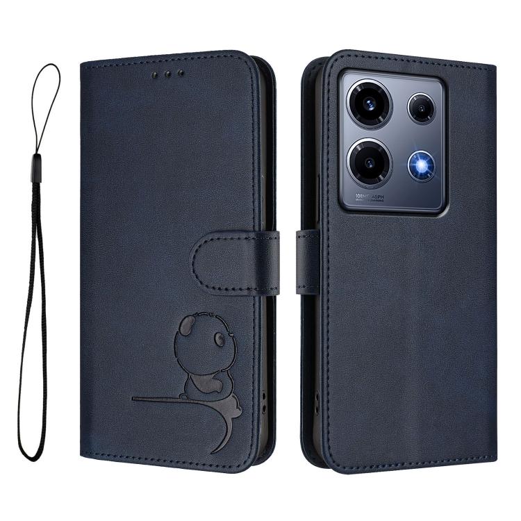 Infinix Note 30 VIP Litter Panda Embossing RFID Leather Phone Case with Lanyard