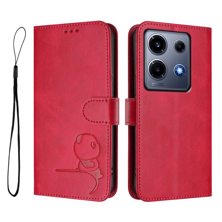 Infinix Note 30 VIP Litter Panda Embossing RFID Leather Phone Case with Lanyard