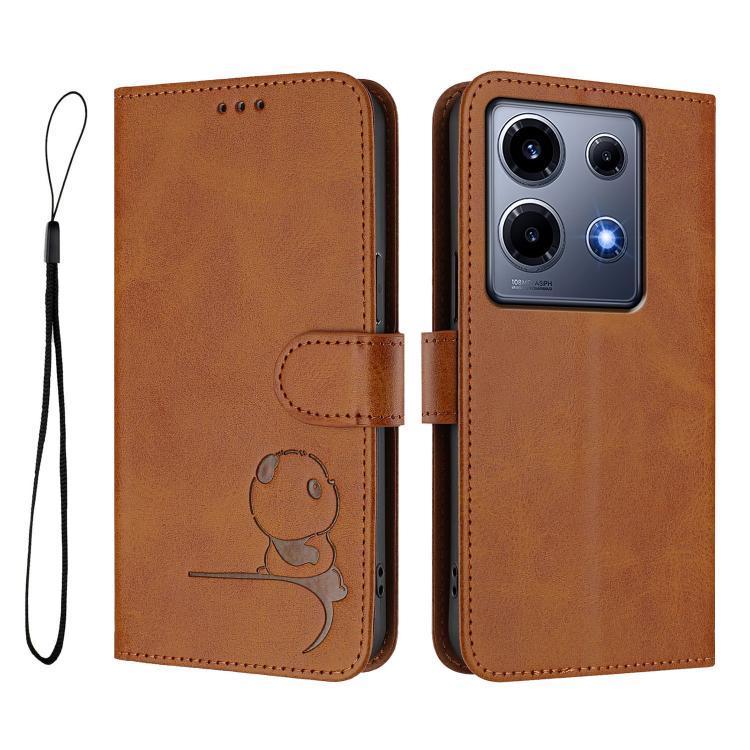 Infinix Note 30 VIP Litter Panda Embossing RFID Leather Phone Case with Lanyard