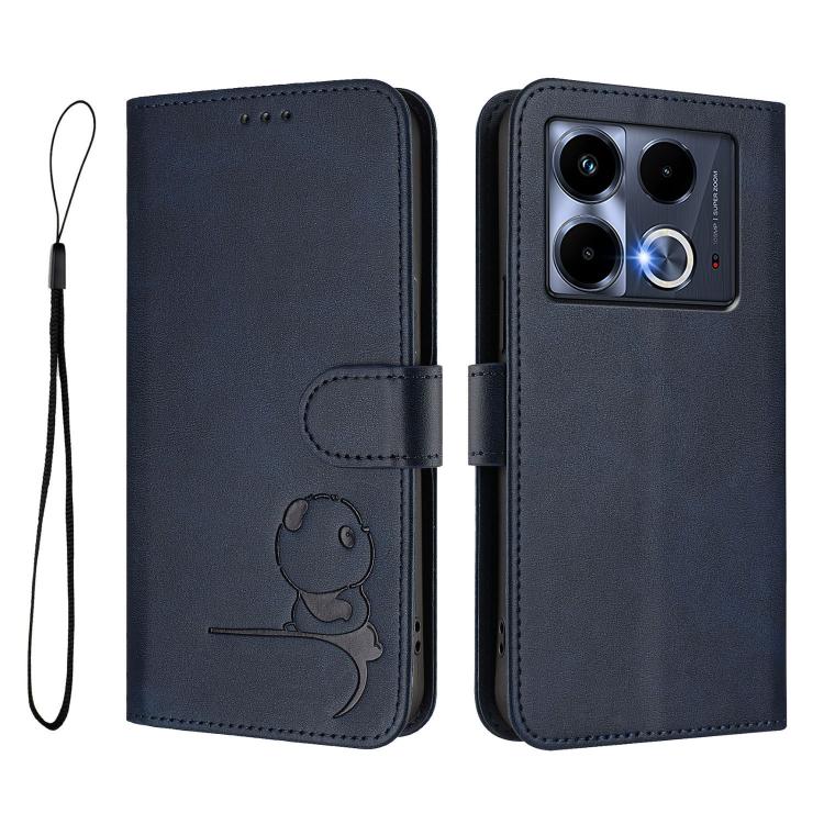 For Infinix Note 40 4G Litter Panda Embossing RFID Leather Phone Case with Lanyard