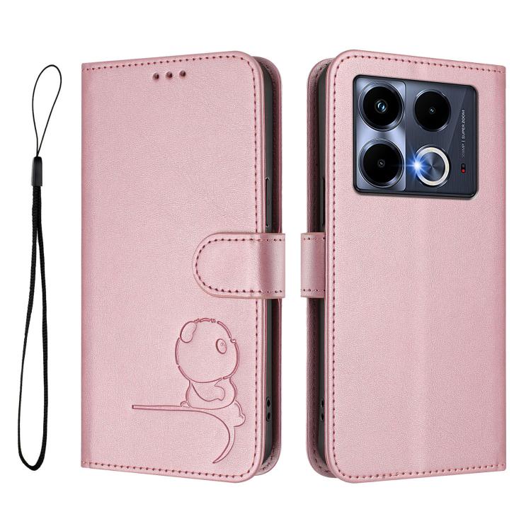 For Infinix Note 40 5G Litter Panda Embossing RFID Leather Phone Case with Lanyard