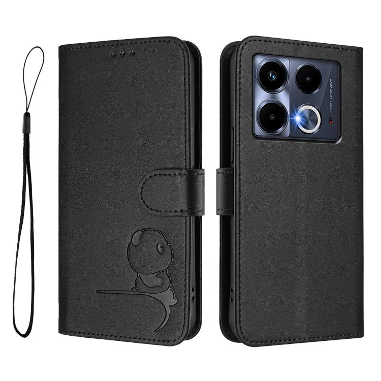 For Infinix Note 40 5G Litter Panda Embossing RFID Leather Phone Case with Lanyard
