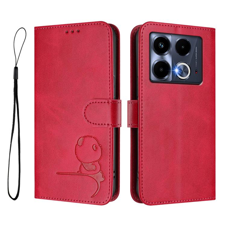 For Infinix Note 40 5G Litter Panda Embossing RFID Leather Phone Case with Lanyard