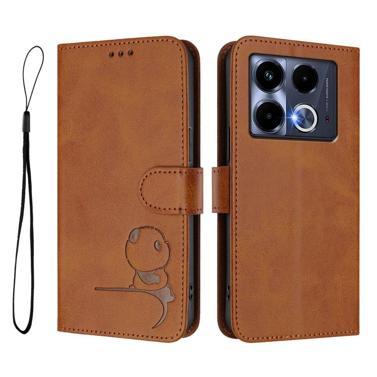 For Infinix Note 40 5G Litter Panda Embossing RFID Leather Phone Case with Lanyard