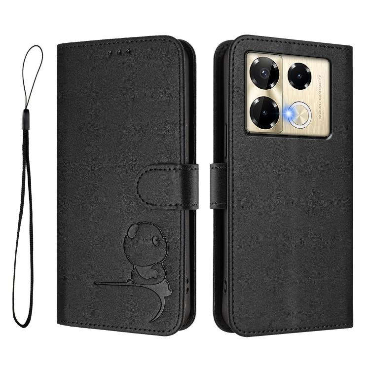 For Infinix Note 40 Pro 4G / 5G Litter Panda Embossing RFID Leather Phone Case with Lanyard