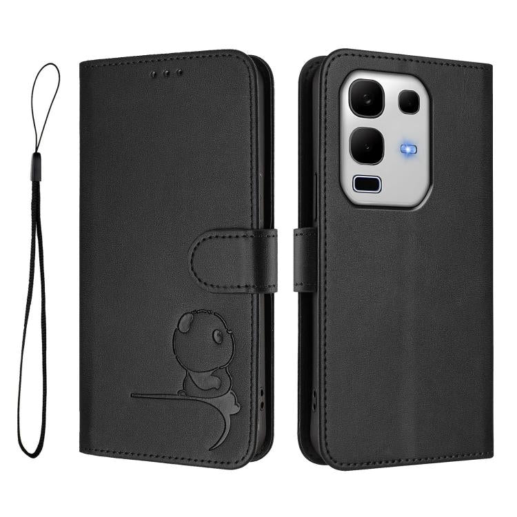 For Infinix Note 50s Litter Panda Embossing RFID Leather Phone Case with Lanyard