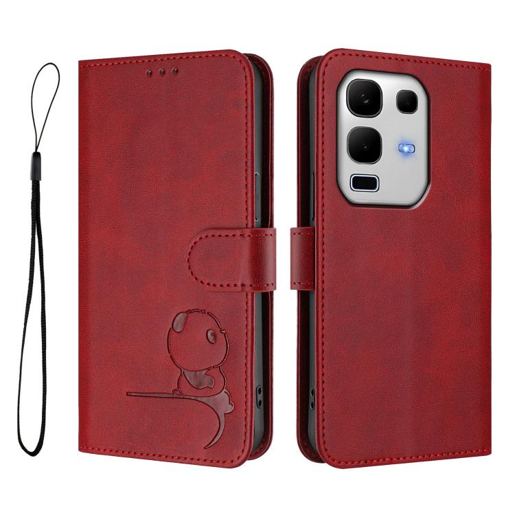 For Infinix Note 50s Litter Panda Embossing RFID Leather Phone Case with Lanyard
