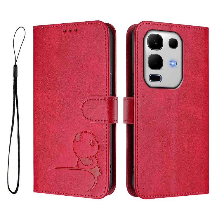 For Infinix Note 50s Litter Panda Embossing RFID Leather Phone Case with Lanyard