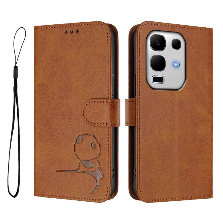 For Infinix Note 50s Litter Panda Embossing RFID Leather Phone Case with Lanyard