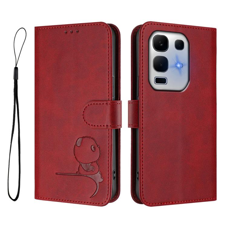 For Infinix Note 50x Litter Panda Embossing RFID Leather Phone Case with Lanyard