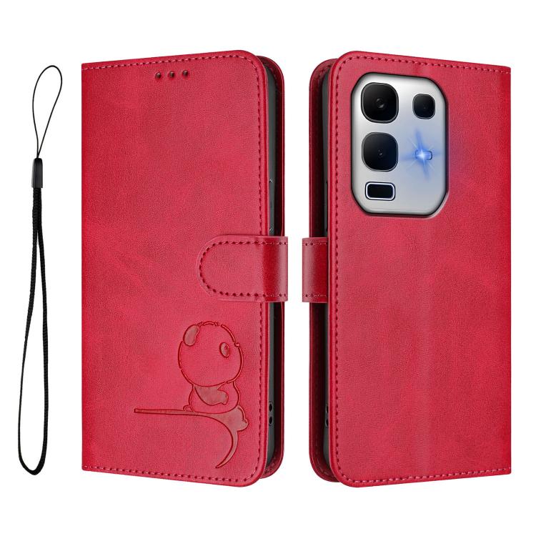For Infinix Note 50x Litter Panda Embossing RFID Leather Phone Case with Lanyard