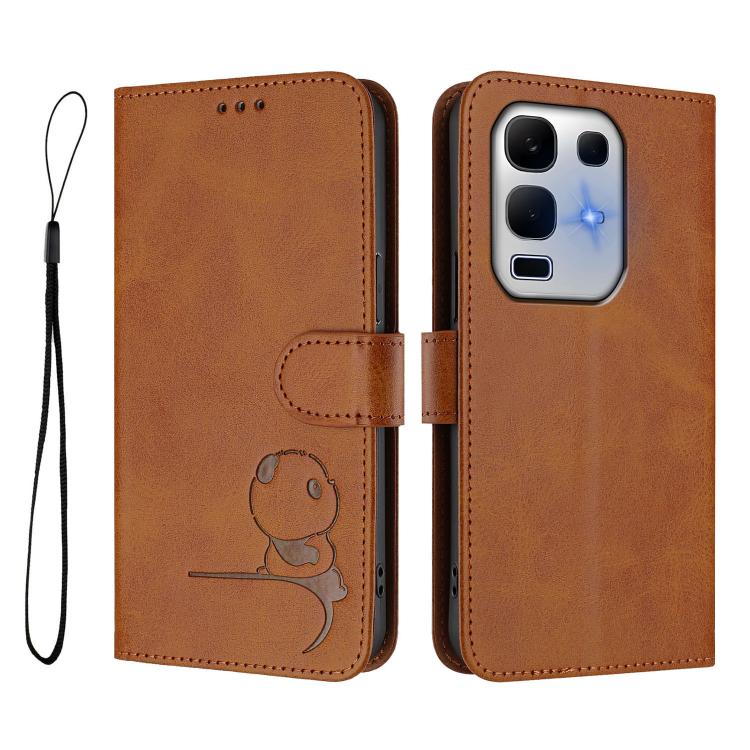For Infinix Note 50x Litter Panda Embossing RFID Leather Phone Case with Lanyard