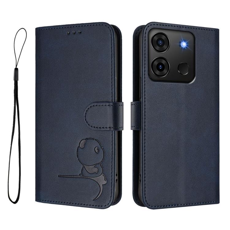 For Infinix Smart 7 Plus / Smart 7 HD Litter Panda Embossing RFID Leather Phone Case with Lanyard