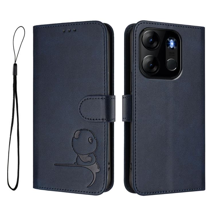 For Infinix Smart 7 Global Litter Panda Embossing RFID Leather Phone Case with Lanyard